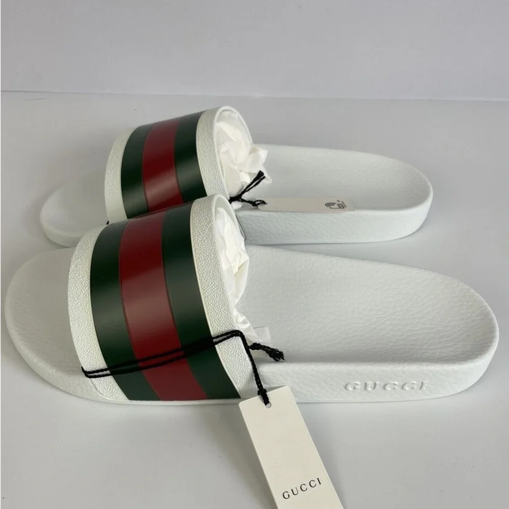 Gucci Pursuit 72 Pool Slides White Rubber 308234 Size 10 - Picture 6 of 10